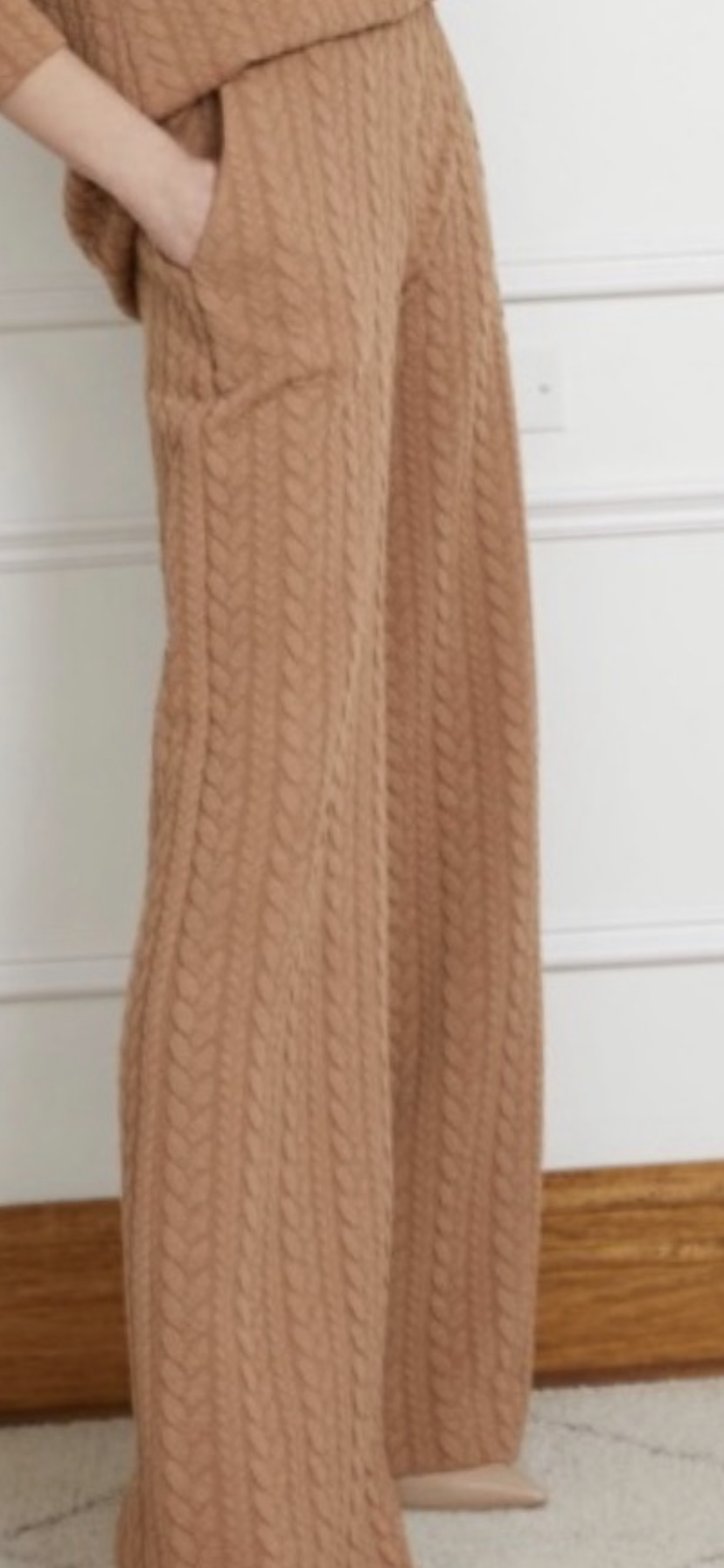 Stone Cable Knit Wide Leg Pants, Knitwear